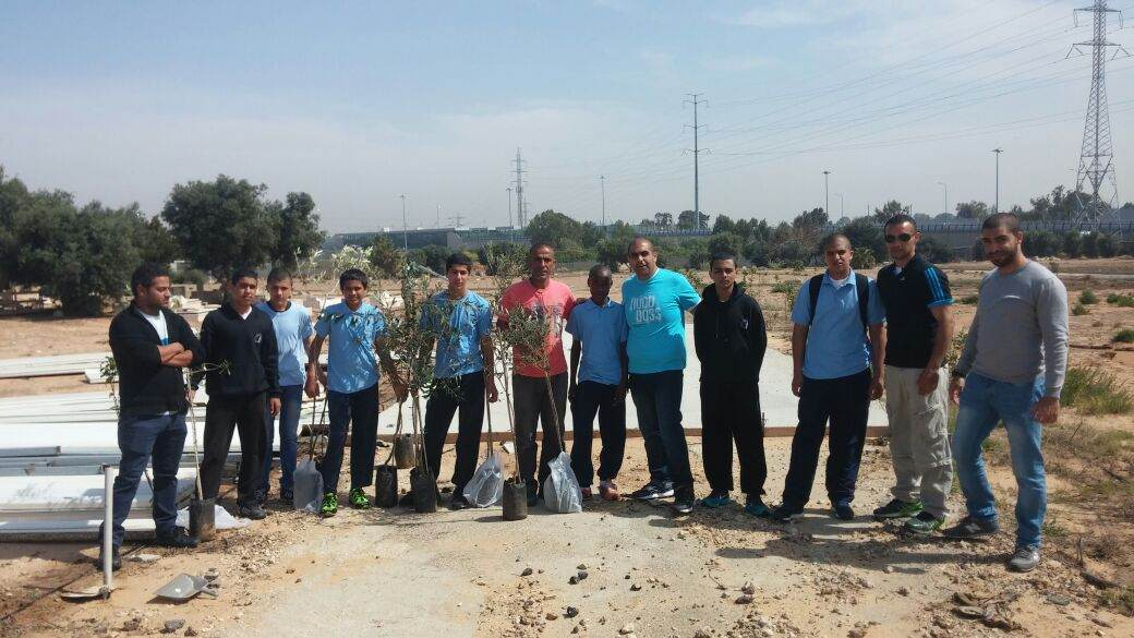 صور: طلاب المدرسة التكنولوجية العربية بيافا يزرعون الاشجار في مقبرة طاسو 